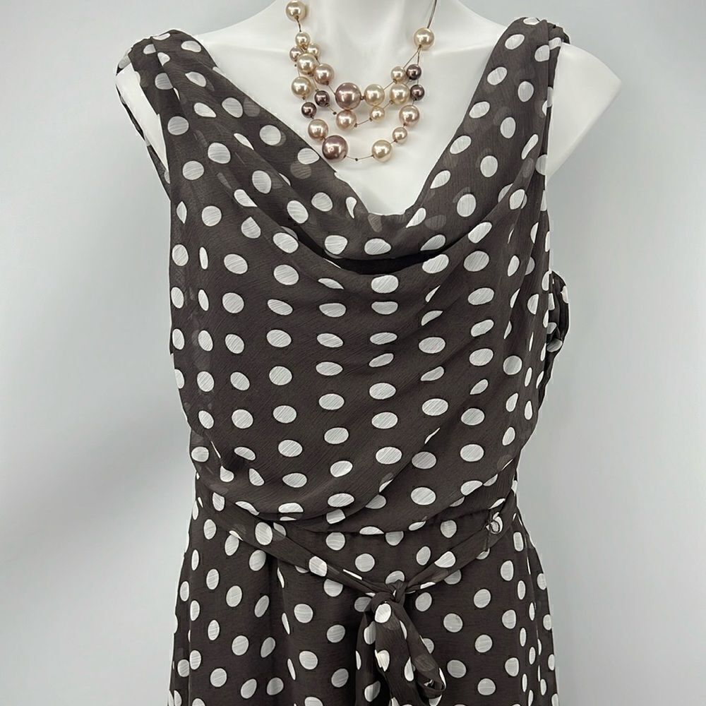 Robert Louis polka dot cowl neckline midi dress
